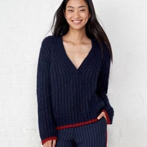 NEW La Ligne Cozy Fuzzy Wuzzy Plunge V Neck Sweater Alpaca Wool Blend Small